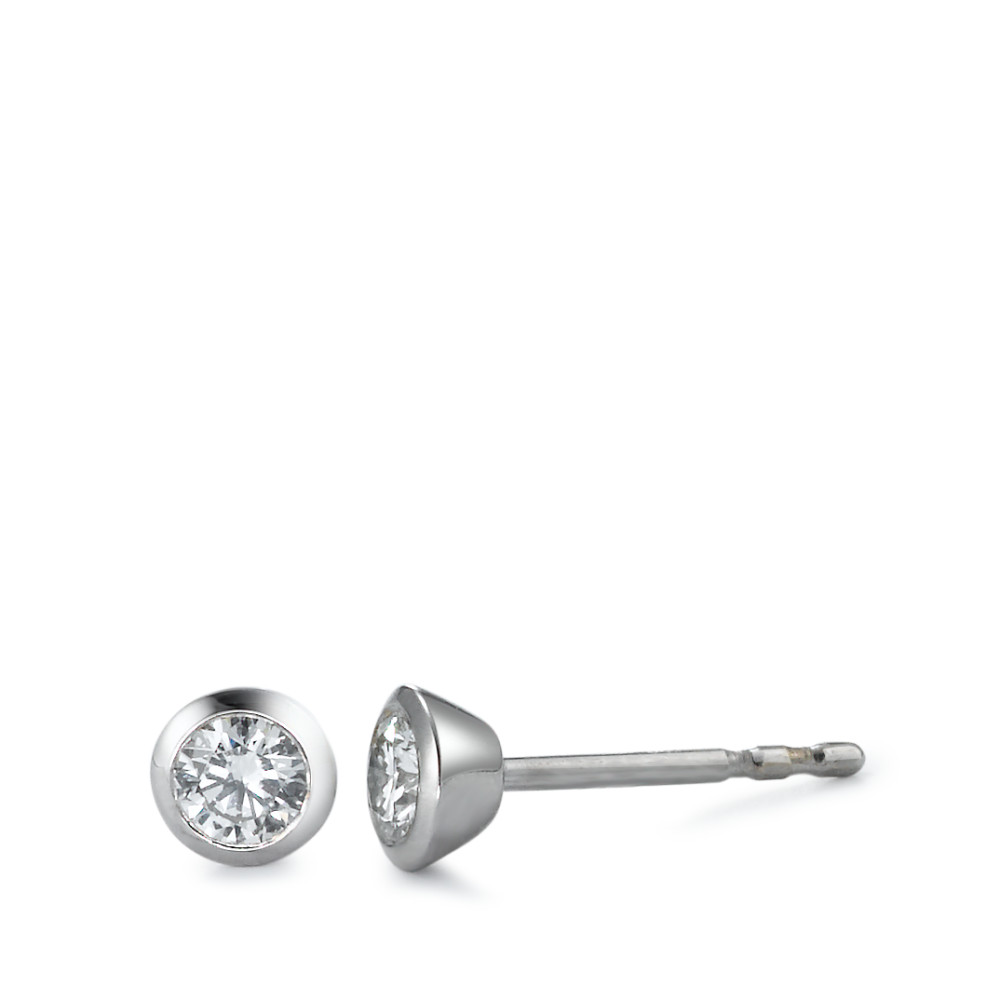 Ohrstecker 750/18 K Weissgold Diamant weiss, 0.25 ct, 2 Steine, Brillantschliff, w-si Ø4.5 mm-558259