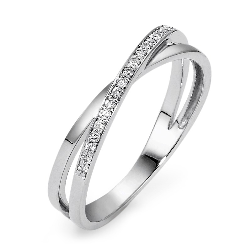 Fingerring 750/18 K Weissgold Diamant 0.10 ct, 21 Steine, w-si-563429