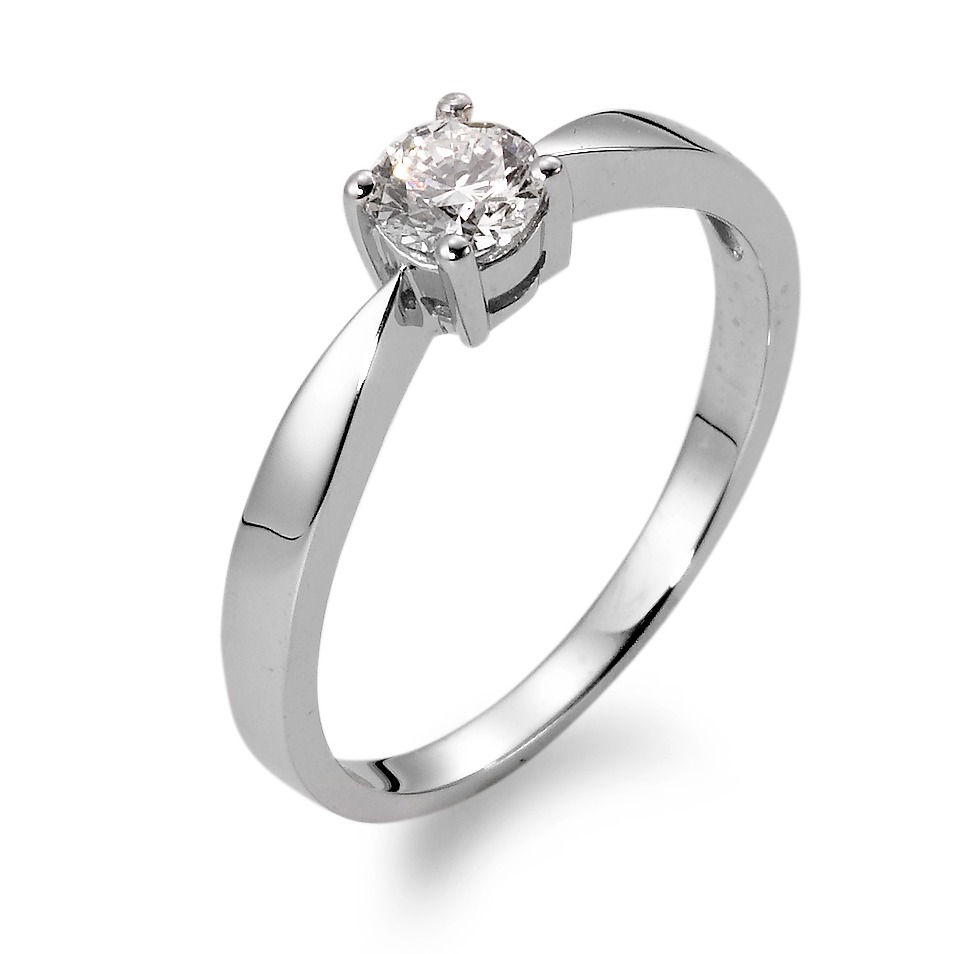Solitär Ring 750/18 K Weissgold Diamant 0.40 ct, w-si Ø4.5 mm-563768