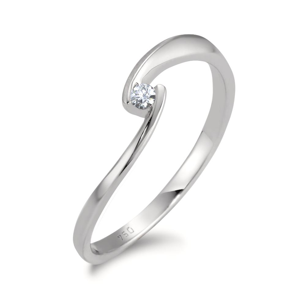 Solitär Ring 750/18 K Weissgold Diamant weiss, 0.04 ct, Brillantschliff, w-si-564854