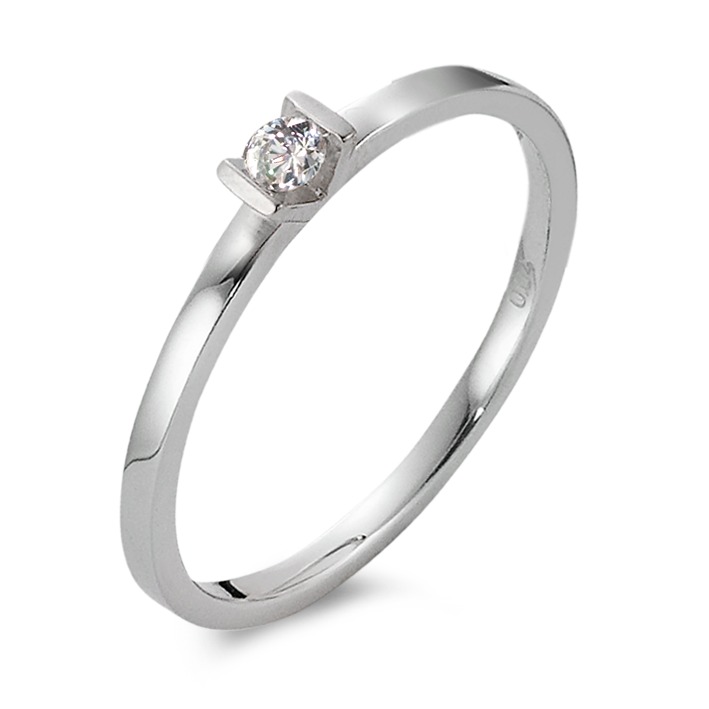 Solitär Ring 750/18 K Weissgold Diamant weiss, 0.07 ct, Brillantschliff, w-si-564857