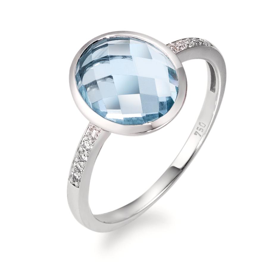 Fingerring 750/18 K Weissgold Diamant blau, 0.05 ct, 10 Steine, Brillantschliff, w-si-565872
