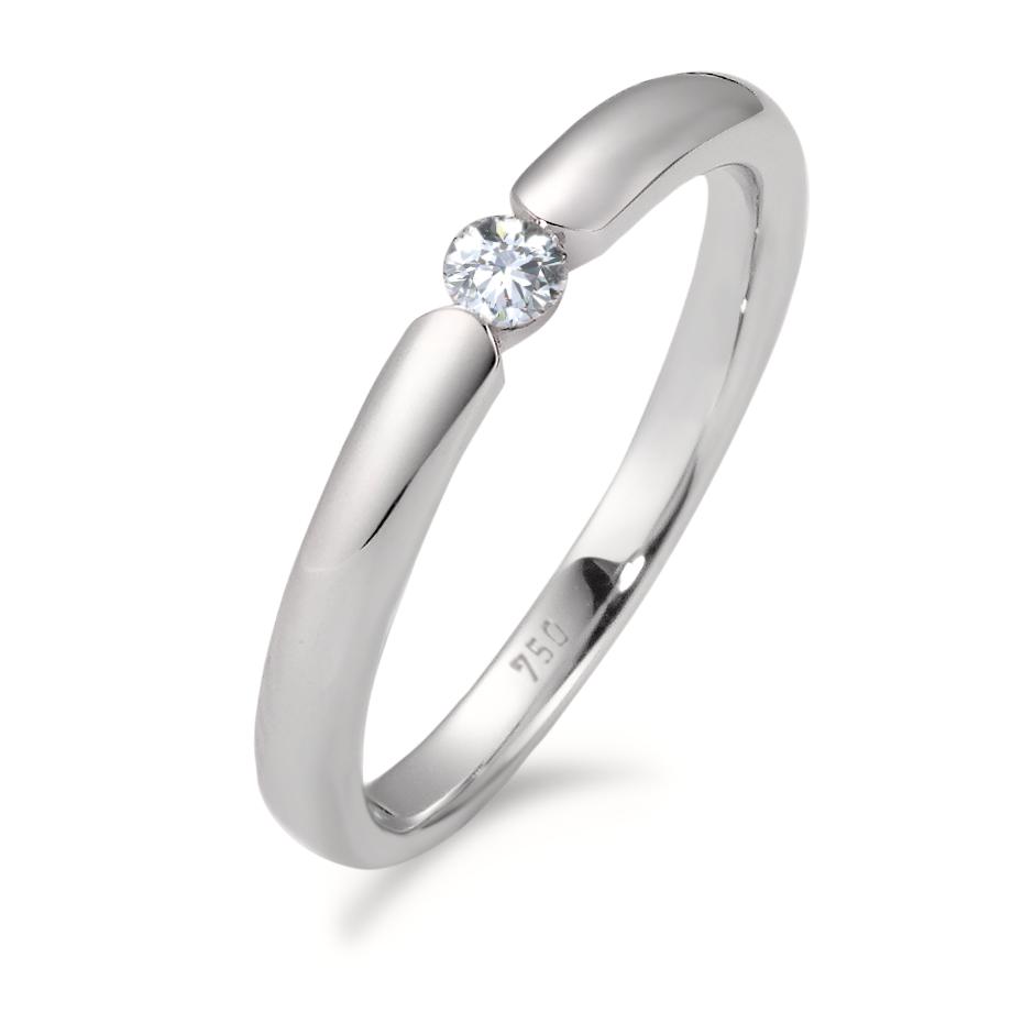 Solitär Ring 750/18 K Weissgold Diamant weiss, 0.08 ct, Brillantschliff, w-si-565931