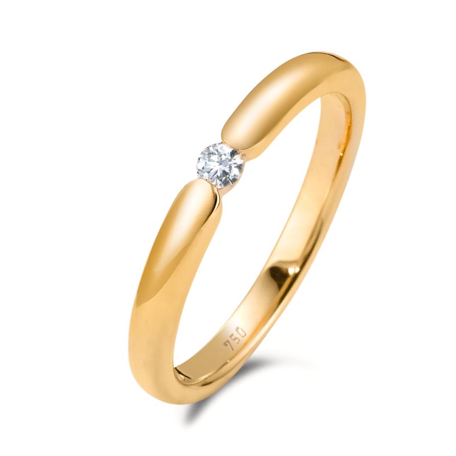 Solitär Ring 750/18 K Gelbgold Diamant weiss, 0.06 ct, Brillantschliff, w-si-565948