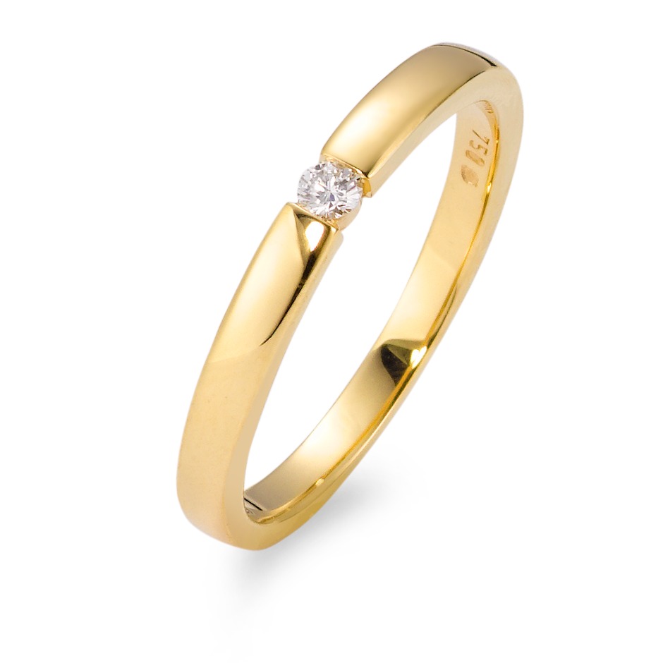 Solitär Ring 750/18 K Gelbgold Diamant weiss, 0.05 ct, Brillantschliff, w-si-565949