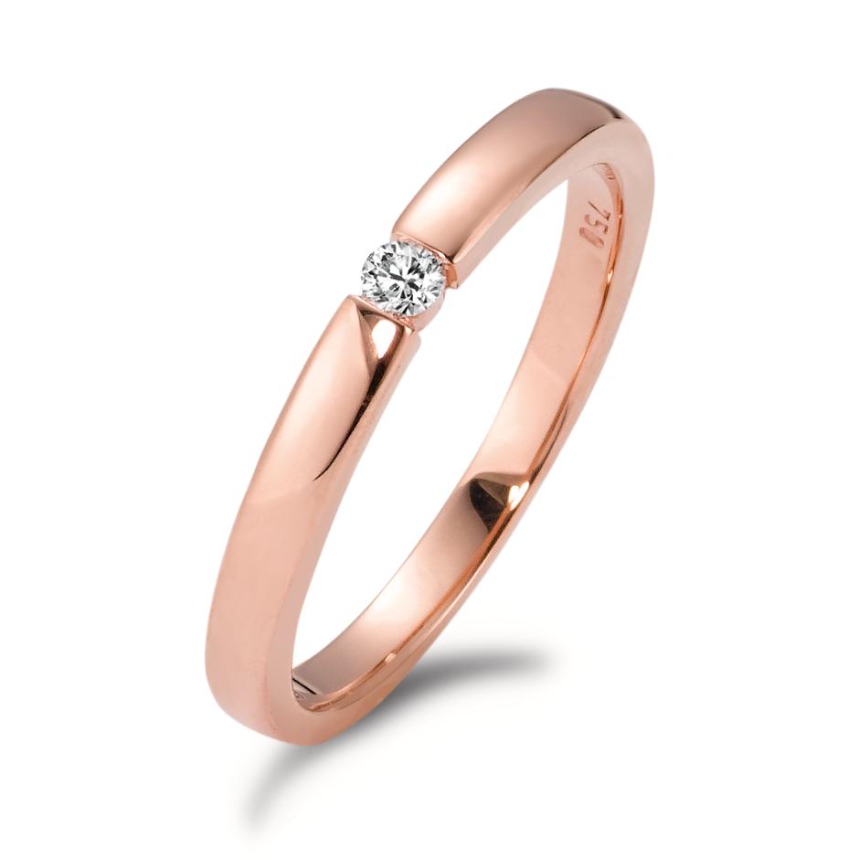 Solitär Ring 750/18 K Rosegold Diamant weiss, 0.05 ct, Brillantschliff, w-si-565951