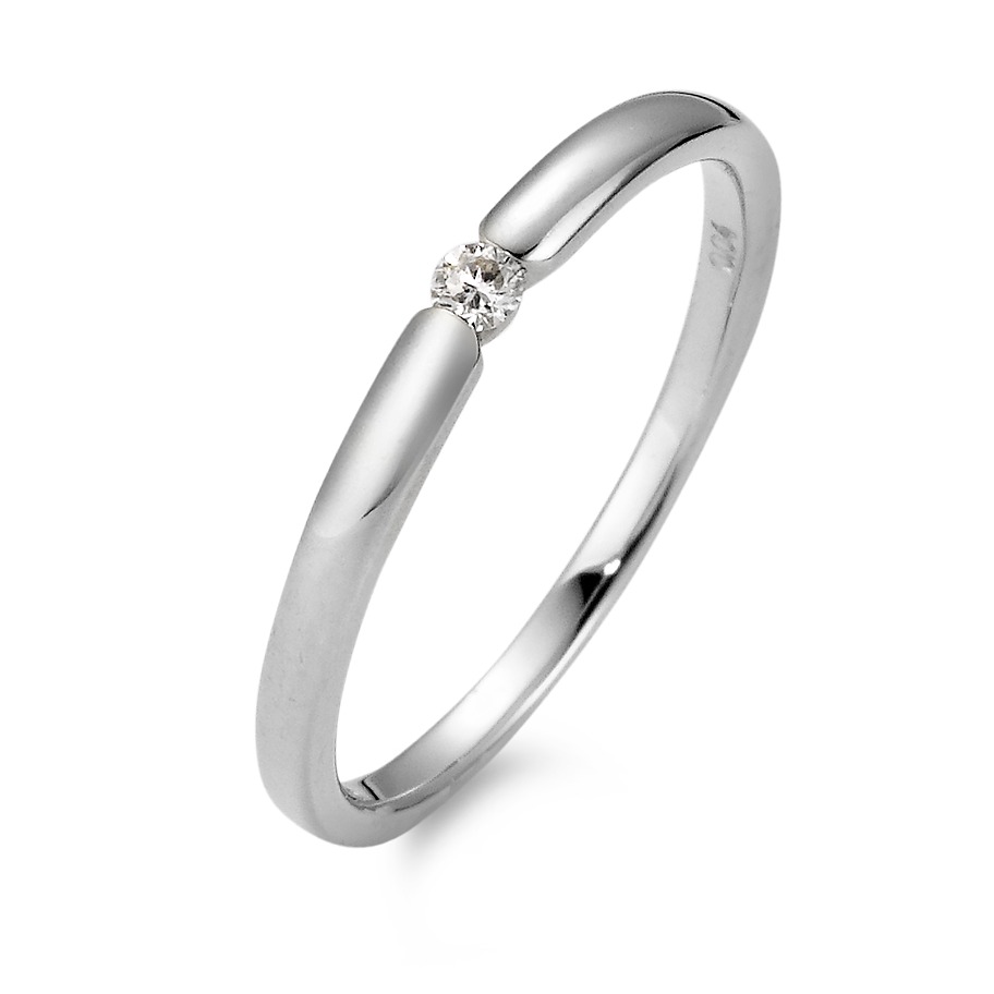 Solitär Ring 750/18 K Weissgold Diamant weiss, 0.04 ct, Brillantschliff, w-si-565952