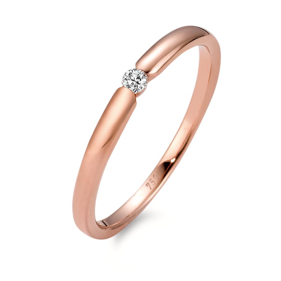 Solitär Ring 750/18 K Rosegold Diamant weiss, 0.04 ct, Brillantschliff, w-si-565954