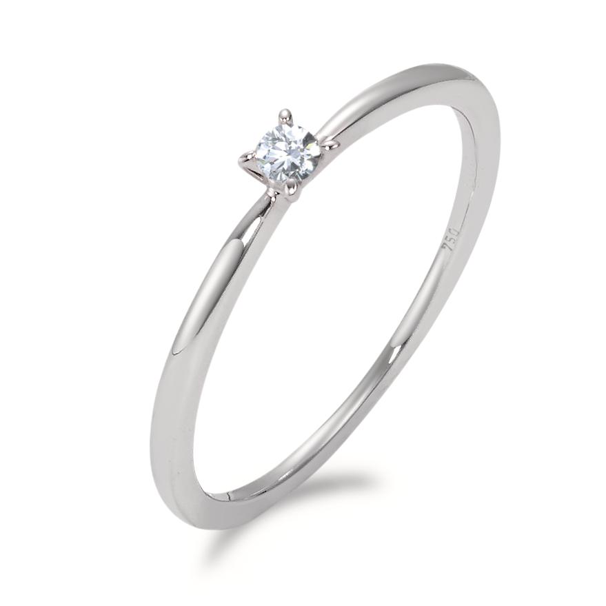 Solitär Ring 750/18 K Weissgold Diamant weiss, 0.05 ct, Brillantschliff, w-si-566056