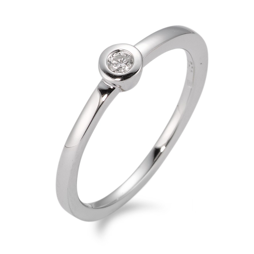 Solitär Ring 750/18 K Weissgold Diamant weiss, 0.05 ct, Brillantschliff, w-si-566074