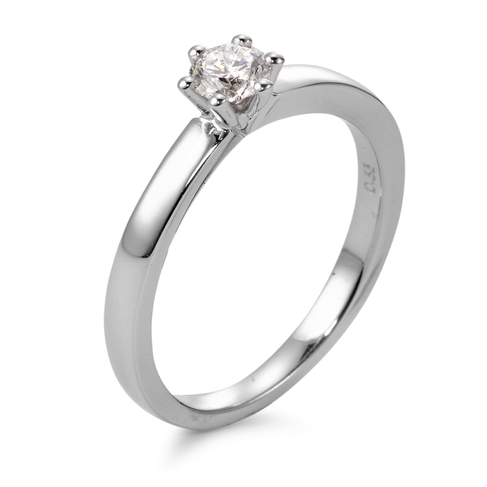 Solitär Ring 750/18 K Weissgold Diamant weiss, 0.25 ct, Brillantschliff, w-si-566105
