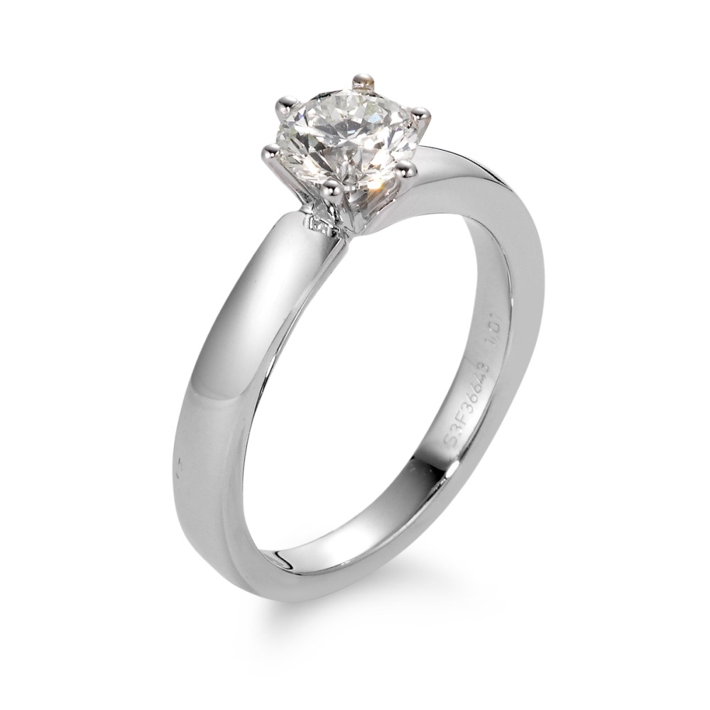Solitär Ring 750/18 K Weissgold Diamant weiss, 0.50 ct, Brillantschliff, si, IGI Ø5 mm-566107