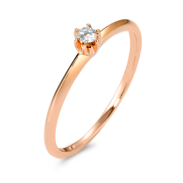 Solitär Ring 585/14 K Rosegold Diamant 0.05 ct, w-si-570599