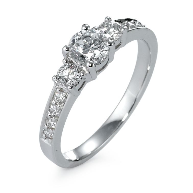 Fingerring 750/18 K Weissgold Diamant 0.81 ct, 11 Steine, w-si-570802