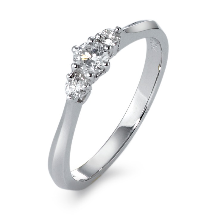 Fingerring 750/18 K Weissgold Diamant 0.27 ct, 3 Steine, w-si-570805