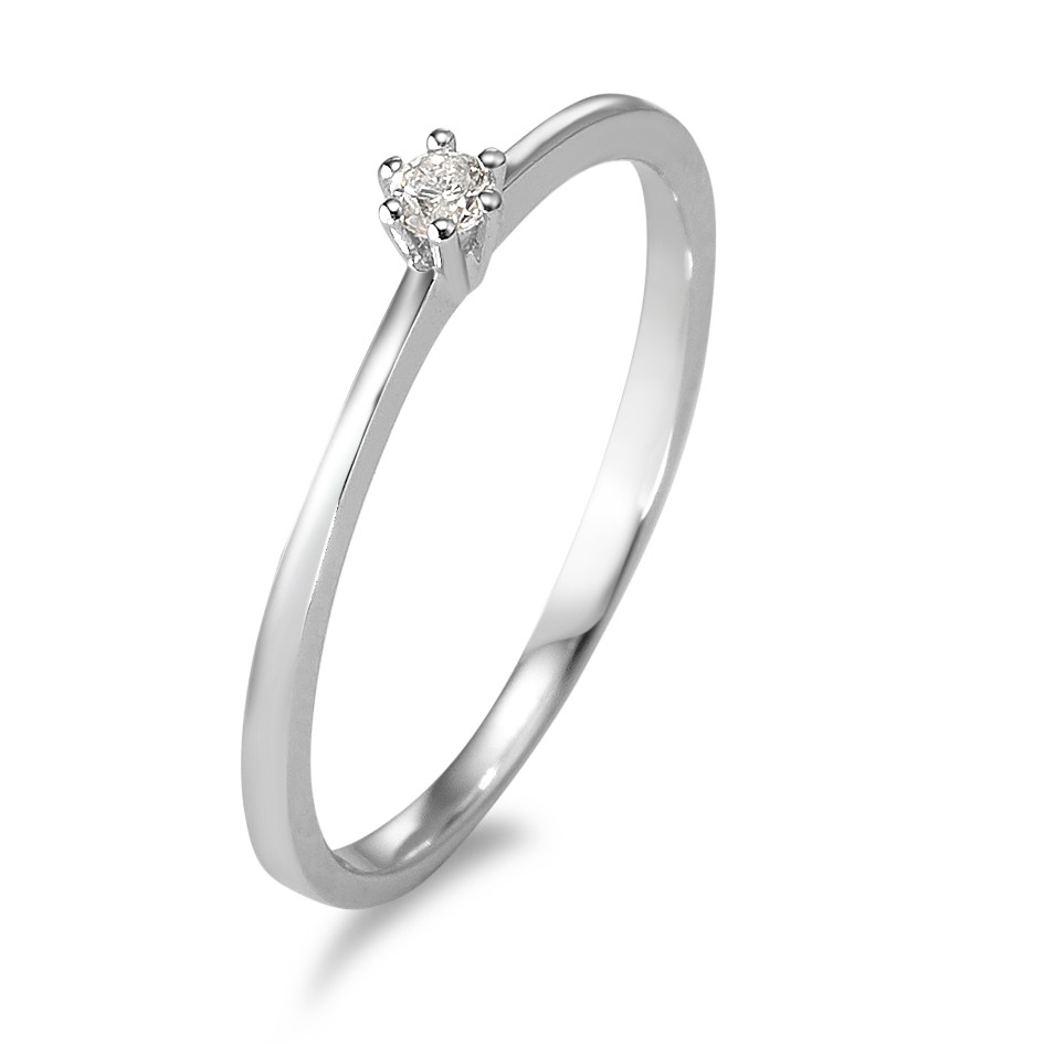 Solitär Ring 750/18 K Weissgold Diamant 0.05 ct, w-si-570809
