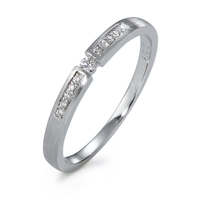 Solitär Ring 750/18 K Weissgold Diamant 0.07 ct, 11 Steine, w-si-570821