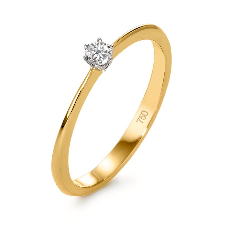 Solitär Ring 750/18 K Gelbgold, 750/18 K Weissgold Diamant 0.07 ct, w-si-570862