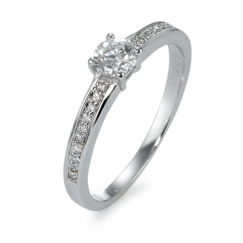Solitär Ring 750/18 K Weissgold Diamant 0.45 ct, 21 Steine, w-si-570866