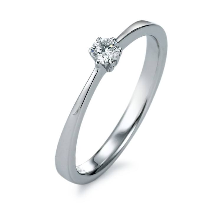 Solitär Ring 750/18 K Weissgold Diamant 0.10 ct, Brillantschliff, w-si-573422