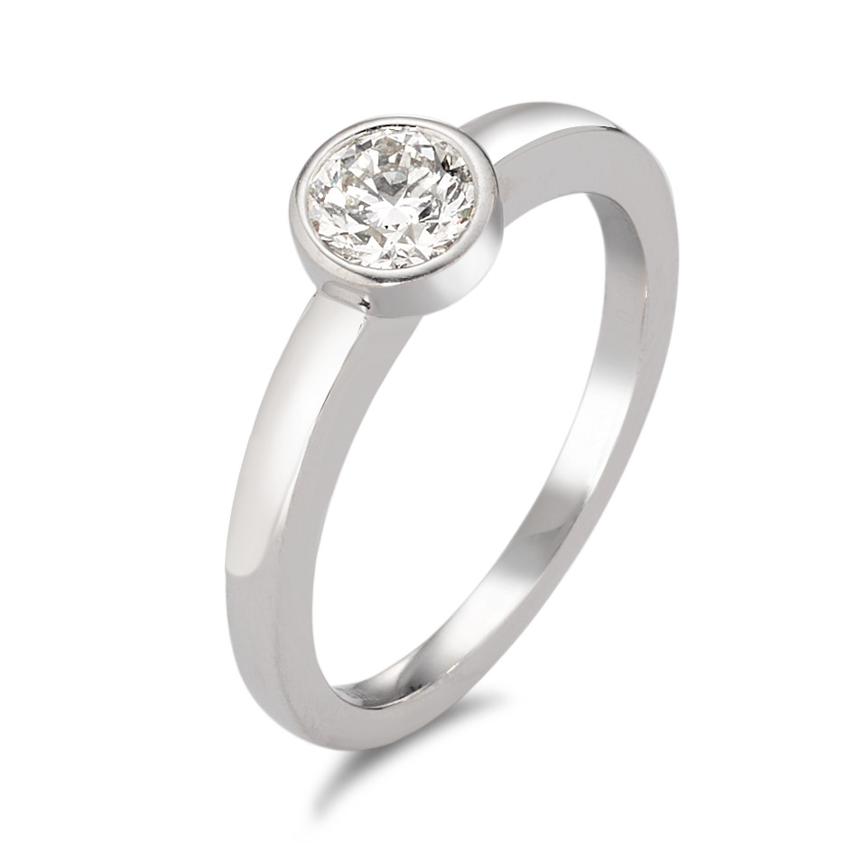 Solitär Ring 750/18 K Weissgold Diamant 0.50 ct, tw-si, GIA Ø6 mm-576707