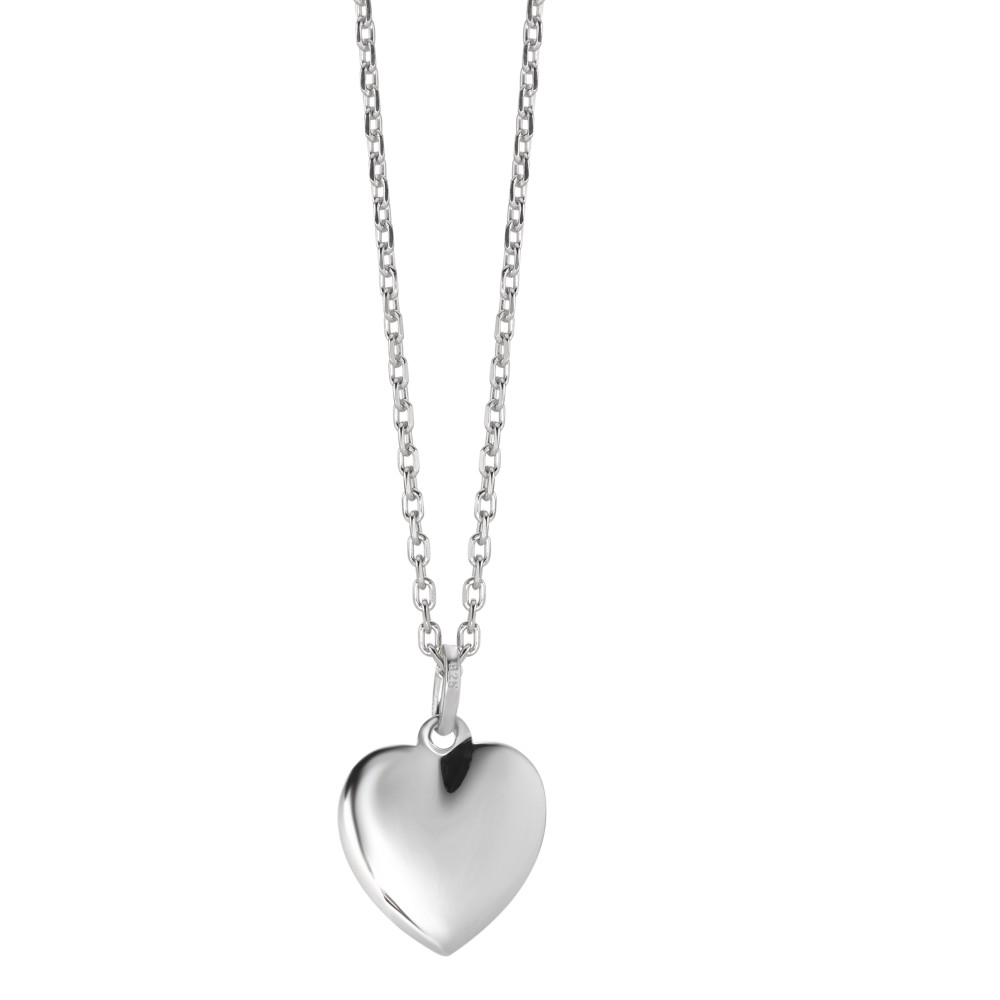 Halskette mit Anhänger Silber rhodiniert Herz 40-42 cm verstellbar Ø12 mm-582235