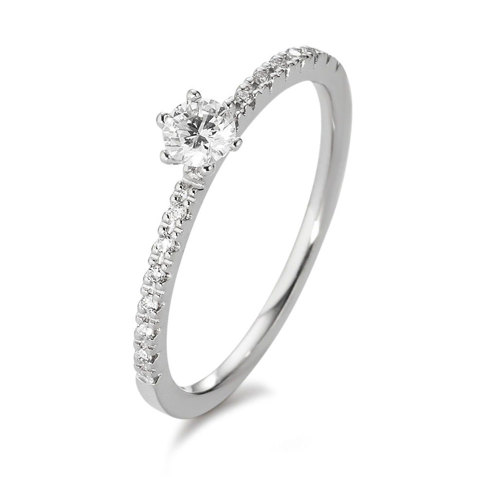 Fingerring 750/18 K Weissgold Diamant weiss, 0.25 ct, 17 Steine, Brillantschliff, w-si-583595