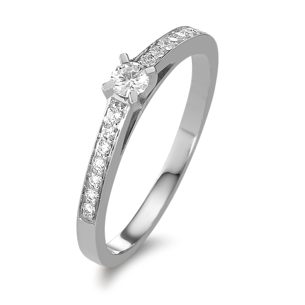 Fingerring 750/18 K Weissgold Diamant 0.17 ct, 15 Steine, w-si-584198