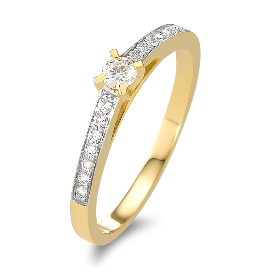 Fingerring 750/18 K Gelbgold Diamant 0.17 ct, 15 Steine, w-si-584199