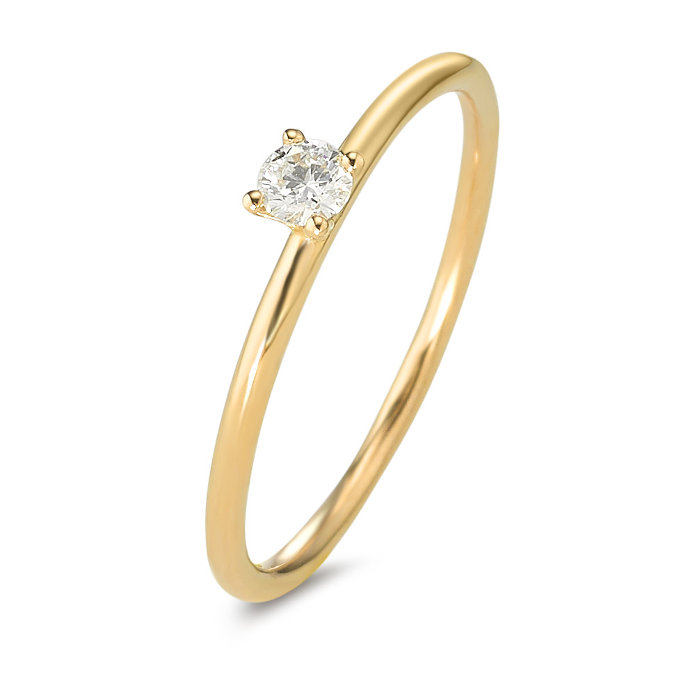 Solitär Ring 750/18 K Gelbgold Diamant 0.10 ct, w-si-584218