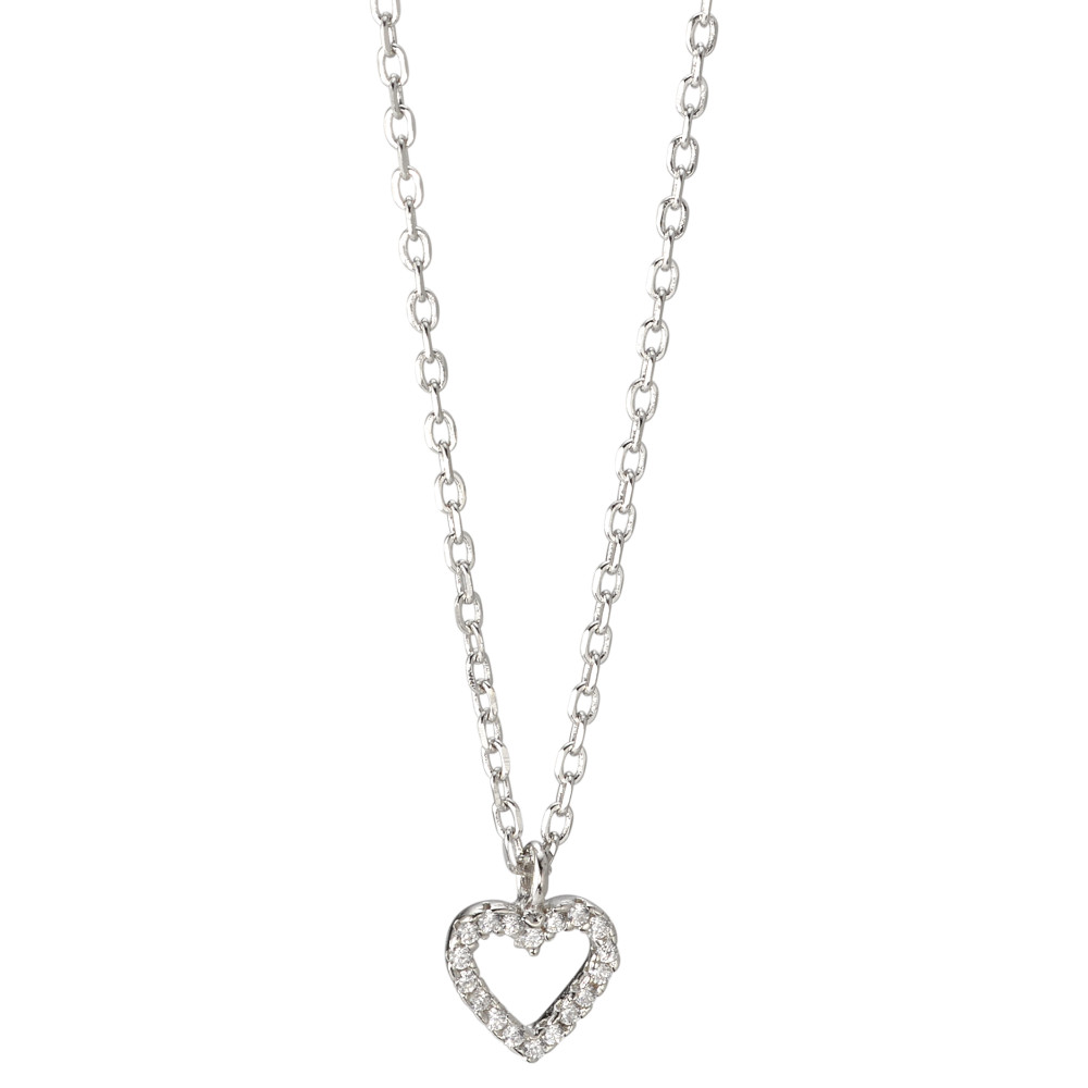 Halskette mit Anhänger Silber Zirkonia 18 Steine rhodiniert Herz 36-40 cm verstellbar-584663