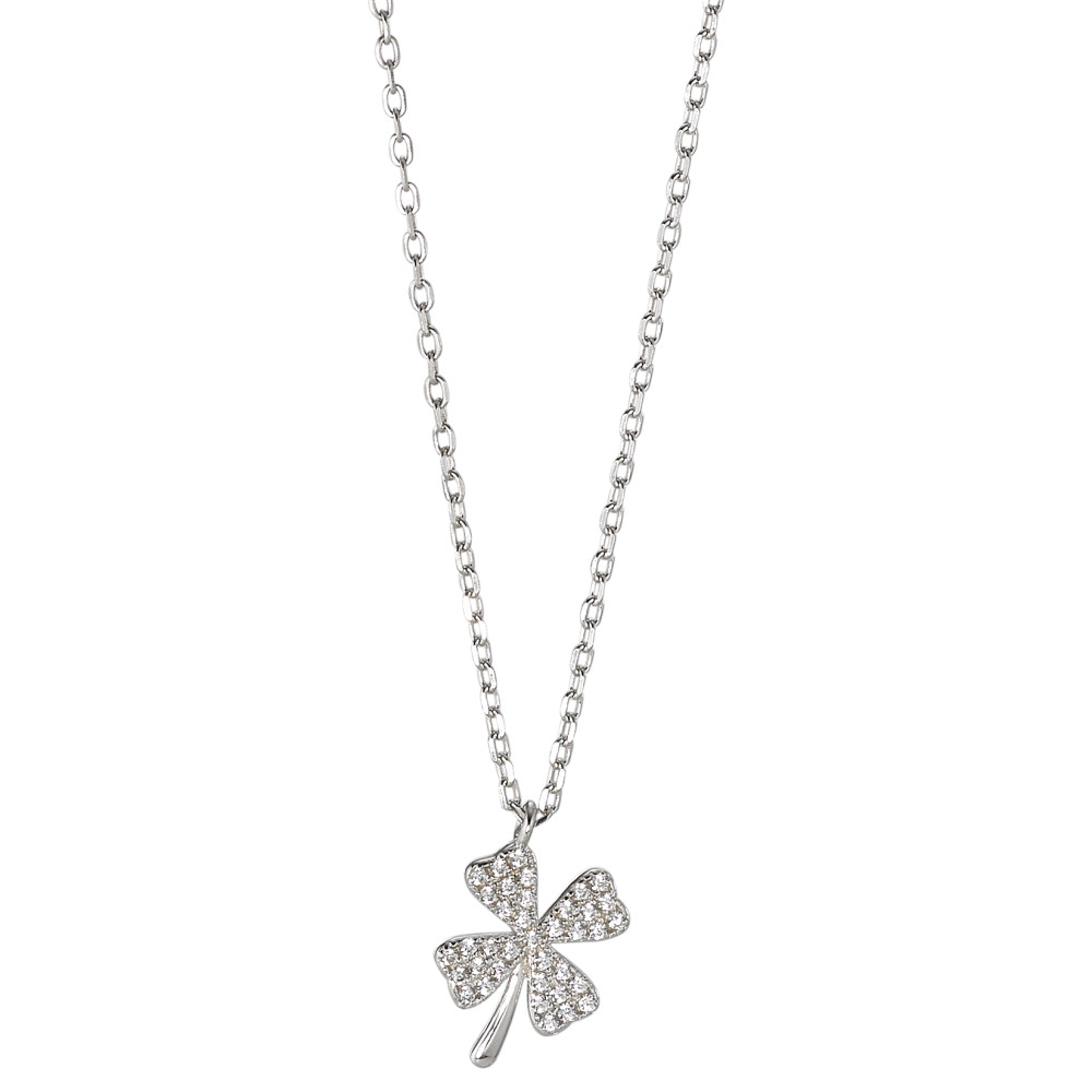 Halskette mit Anhänger Silber Zirkonia rhodiniert Kleeblatt 40-45 cm verstellbar-584664