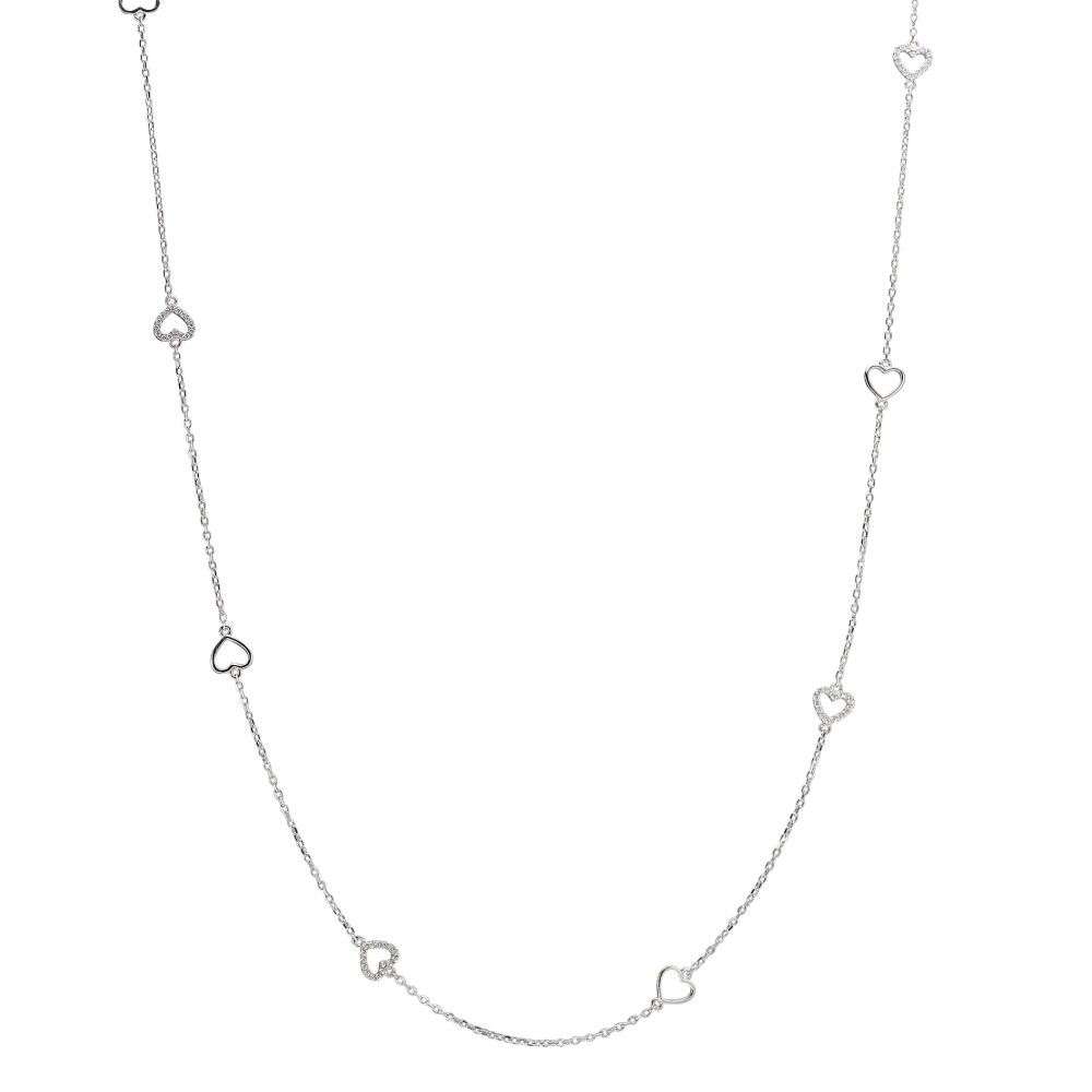 Collier Silber Zirkonia rhodiniert Herz 90 cm-585822