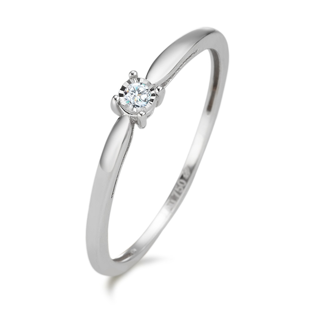Solitär Ring 750/18 K Weissgold Diamant 0.03 ct, w-pi2-586503