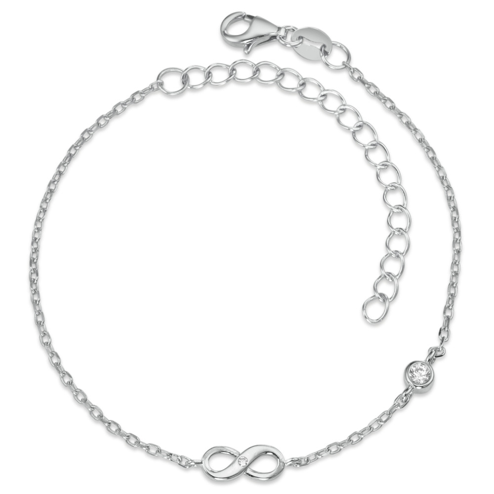 Armband Silber Zirkonia 2 Steine rhodiniert Infinity 16-19 cm verstellbar-588347