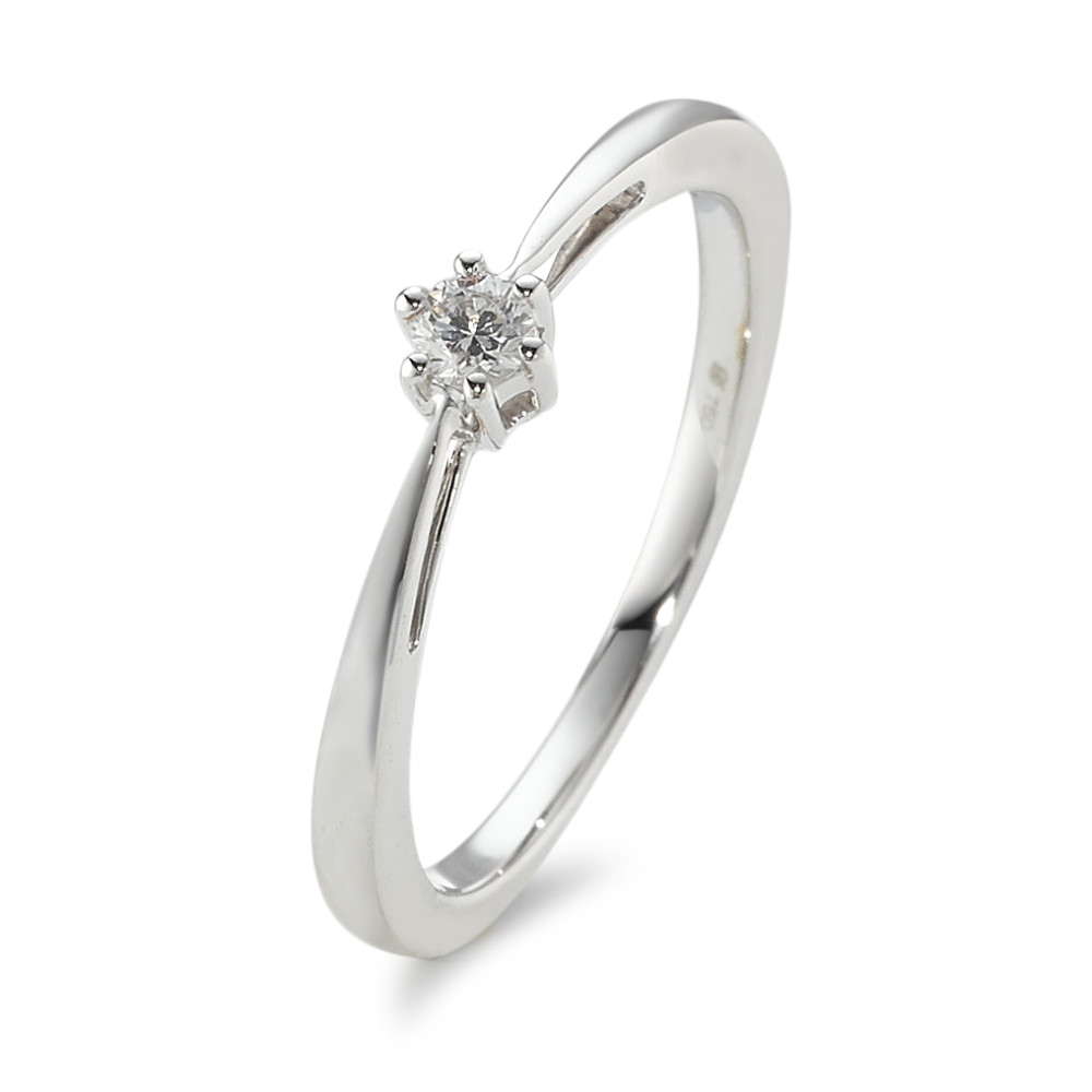 Solitär Ring 750/18 K Weissgold Diamant 0.10 ct, w-si-590193