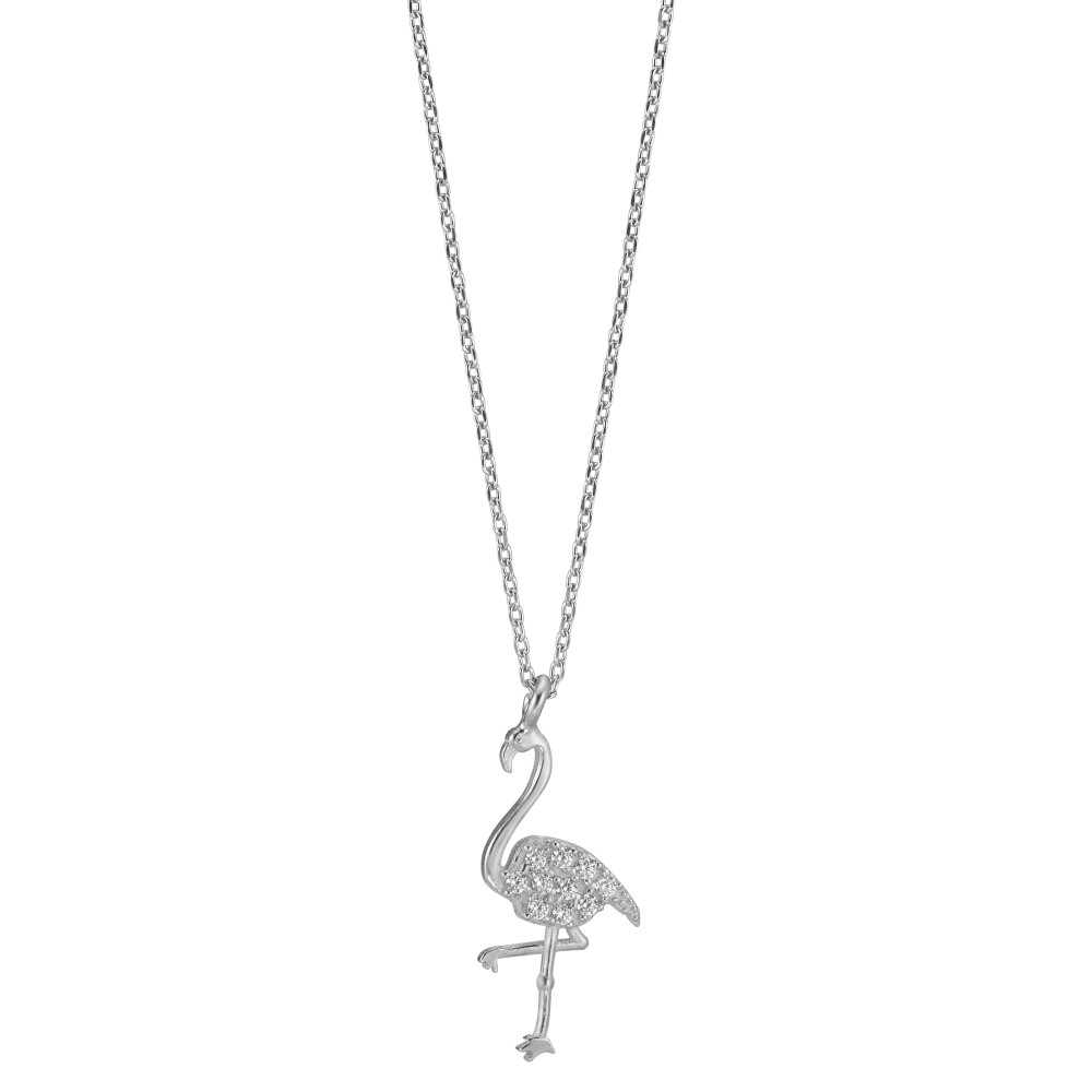 Collier Silber Zirkonia rhodiniert Flamingo 40-42 cm verstellbar-590304