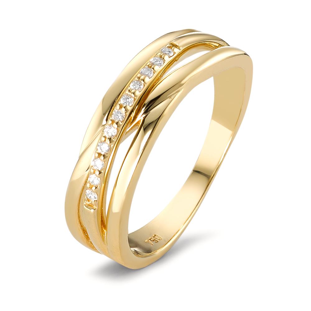 Fingerring 750/18 K Gelbgold Diamant 0.06 ct, 11 Steine, w-si-590781