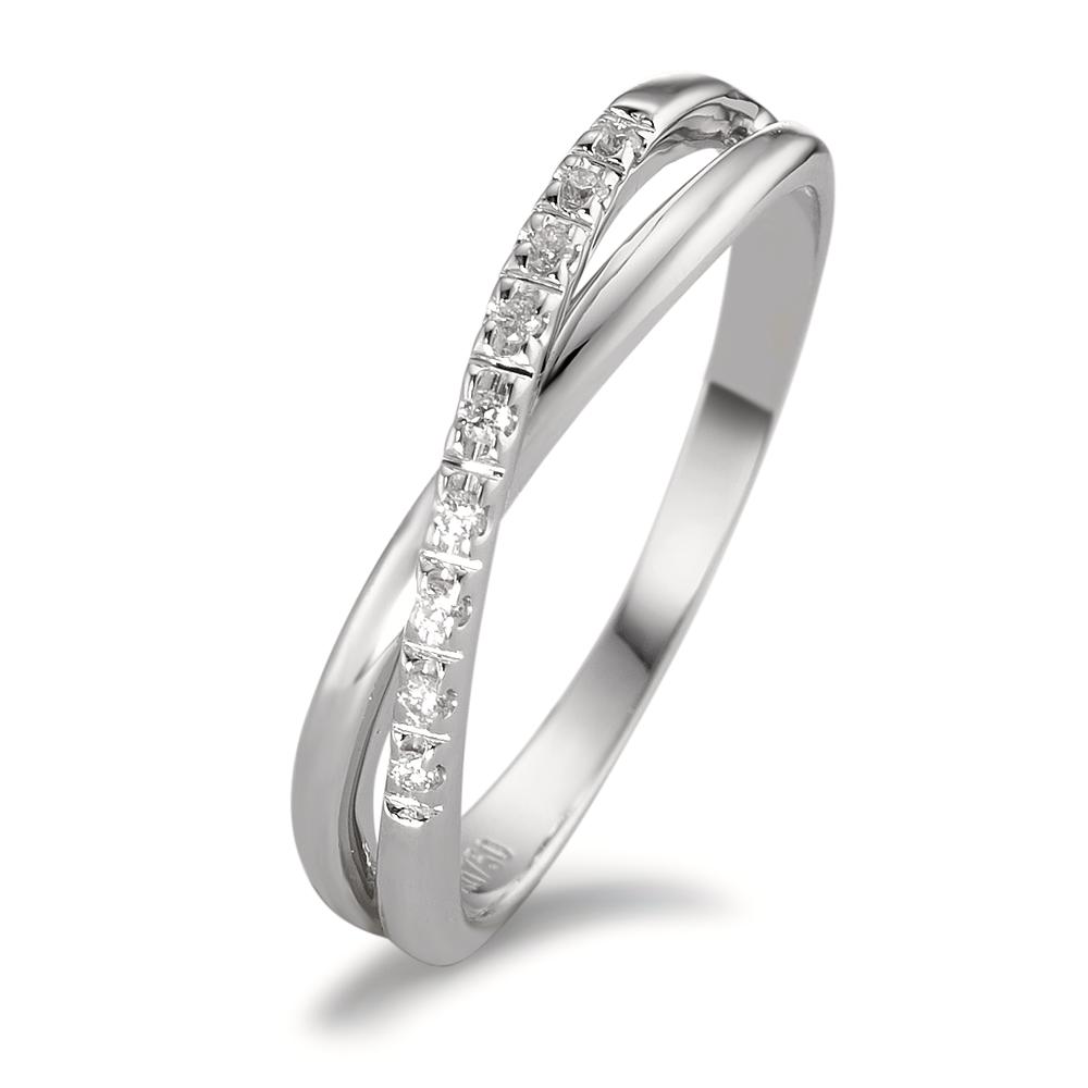 Fingerring 750/18 K Weissgold Diamant 0.05 ct, 9 Steine, w-si-590783