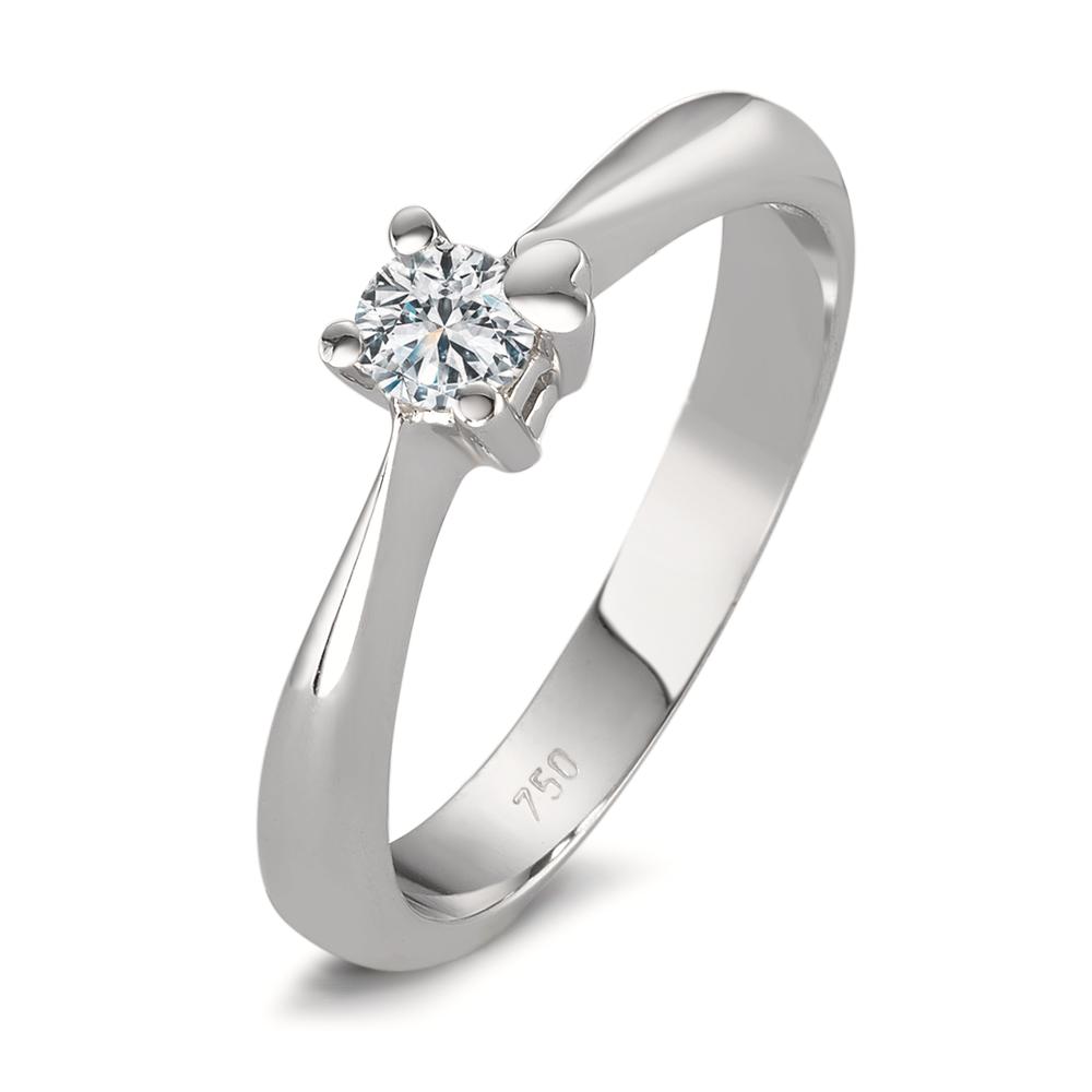 Solitär Ring 750/18 K Weissgold Diamant 0.19 ct, w-si Herz-590791