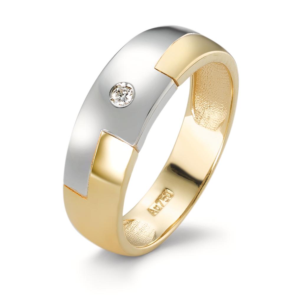 Fingerring 750/18 K Gelbgold, 750/18 K Weissgold Diamant 0.02 ct, w-si-590817