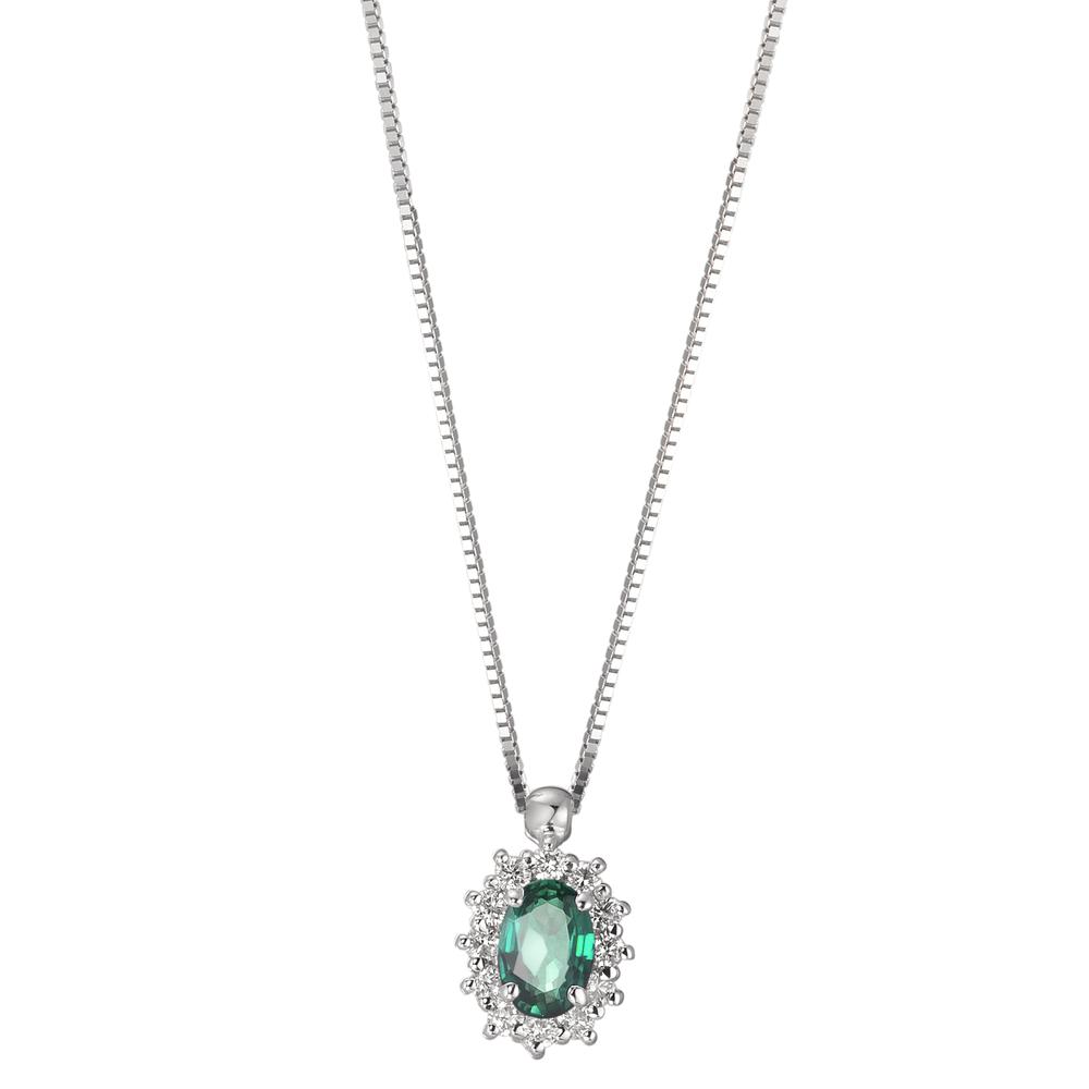 Collier 750/18 K Weissgold Smaragd 0.40 ct, Diamant 0.18 ct, w-si 39-42 cm verstellbar-590824