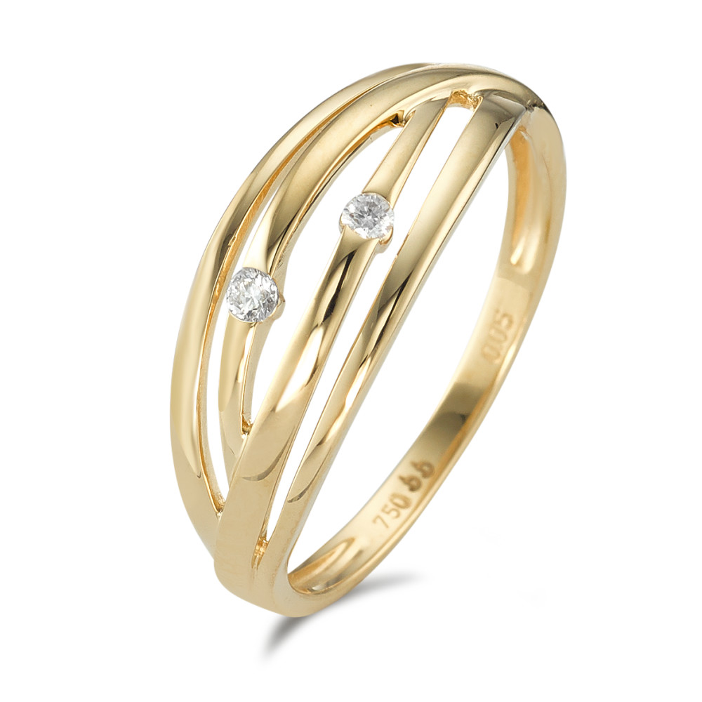 Fingerring 750/18 K Gelbgold Diamant 0.05 ct, 2 Steine, w-si-590871