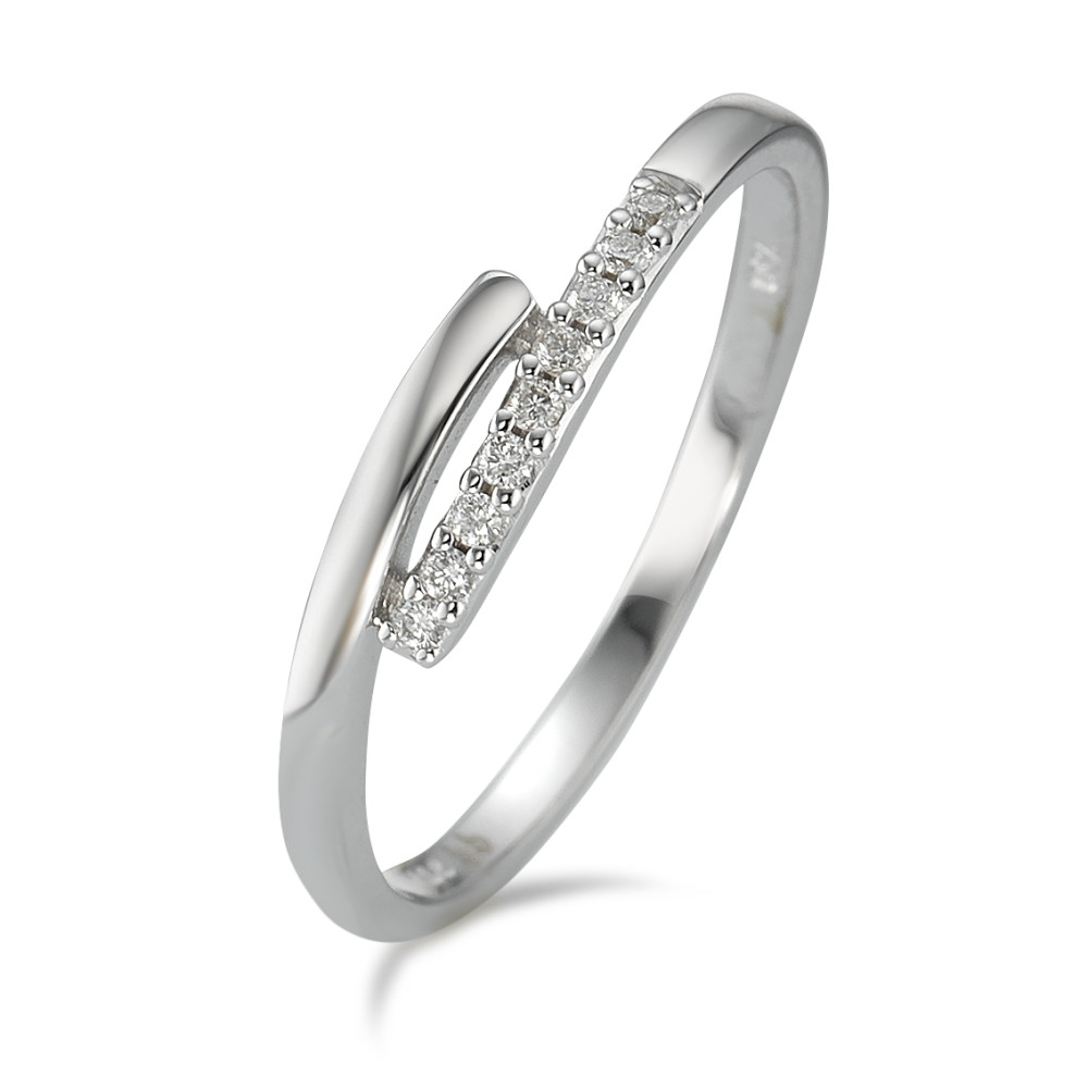 Fingerring 750/18 K Weissgold Diamant 0.06 ct, 9 Steine, w-si-590877
