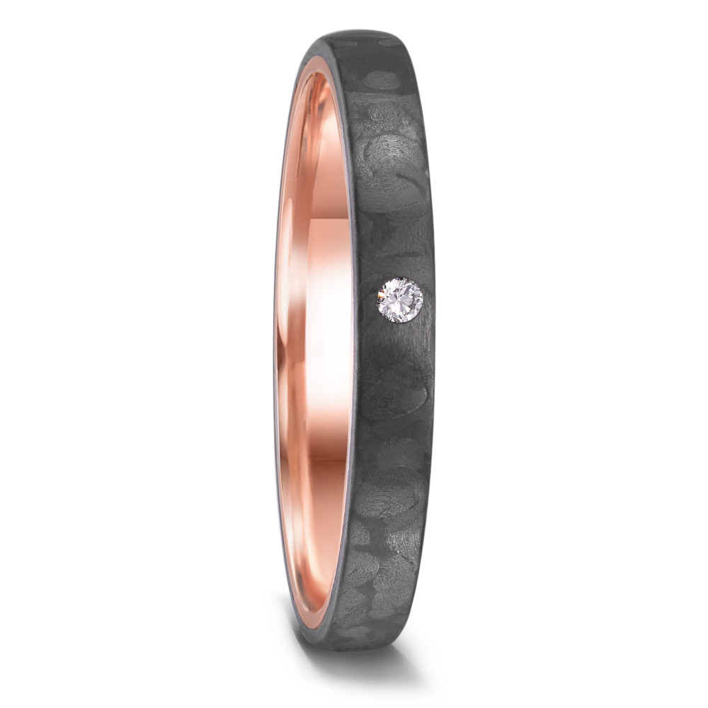 Love Ring 585/14 K Rotgold mit Carbon und Diamant 0.02 ct-591738