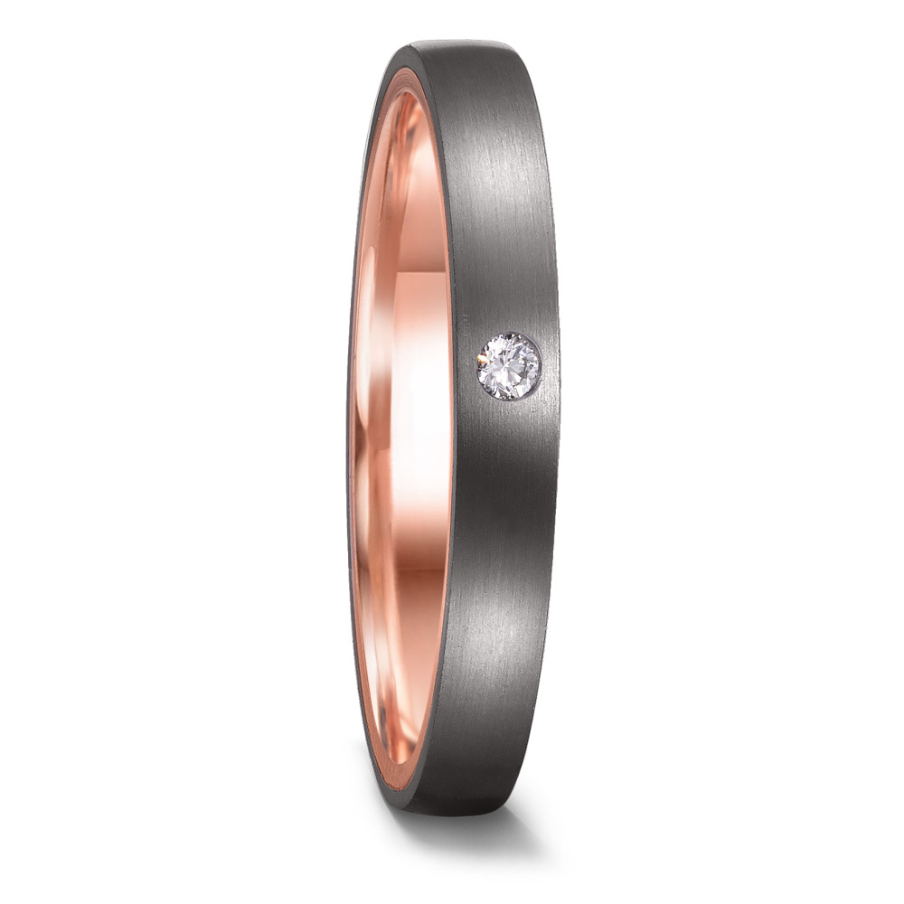 Love Ring 585/14 K Rotgold mit Tantal und Diamant 0.02 ct-591740