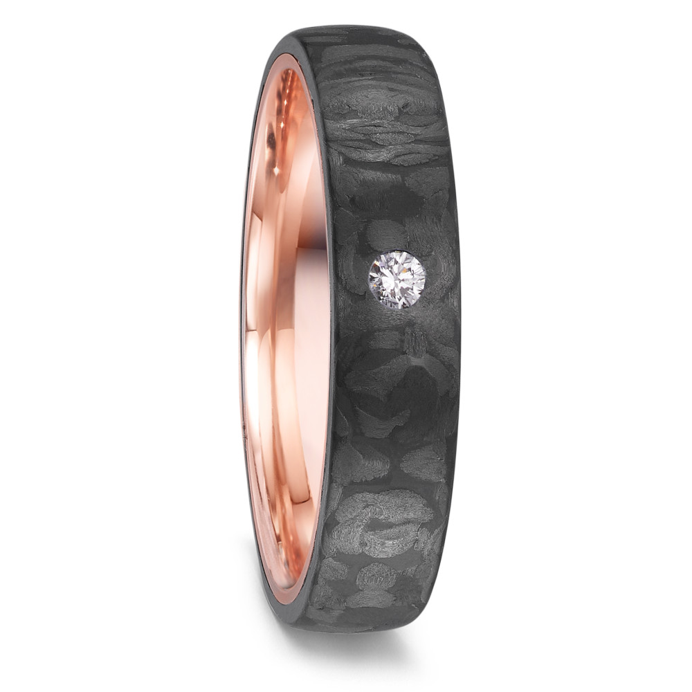 Love Ring 585/14 K Rotgold mit Carbon und Diamant 0.04 ct-591754