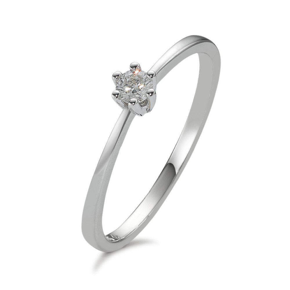 Solitär Ring 585/14 K Weissgold Diamant 0.10 ct, w-si-591948