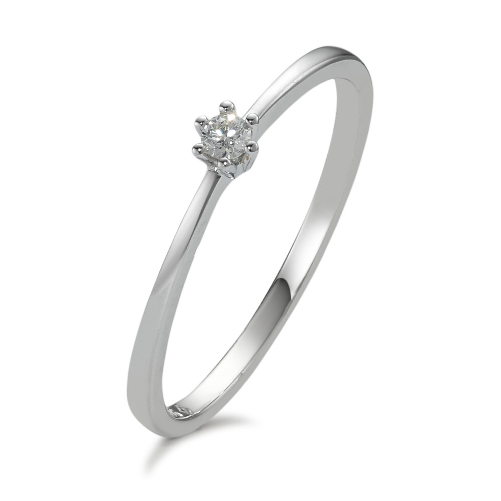 Solitär Ring 585/14 K Weissgold Diamant 0.05 ct, w-si-591949