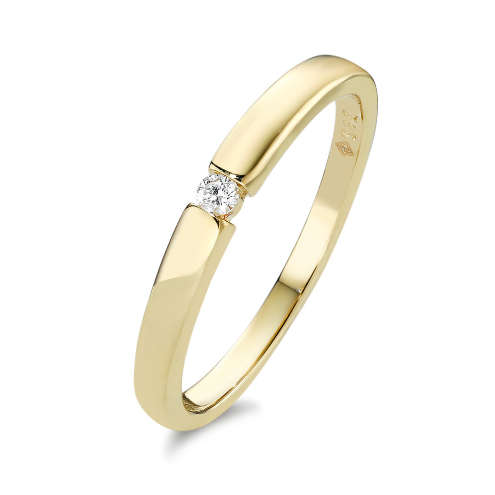 Solitär Ring 585/14 K Gelbgold Diamant 0.03 ct, w-si-591953